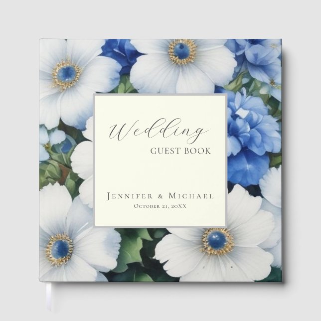 Livro De Visitas Floral Chic Simple Minimalist Modern Plain Wedding (Frente)