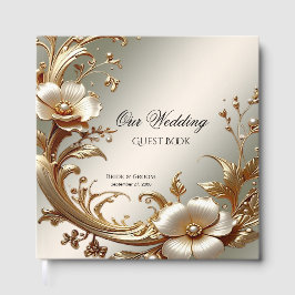 Livro de Visitas Floral Dourado