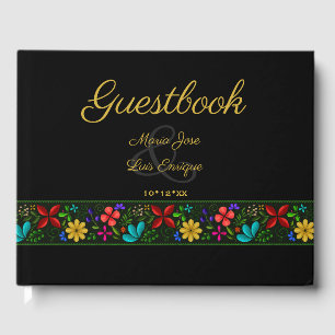 Livro De Visitas Floral Dourado latino-americano legante