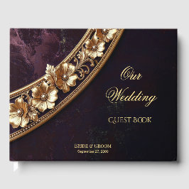 Livro de Visitas Floral Dourado Ornamentado