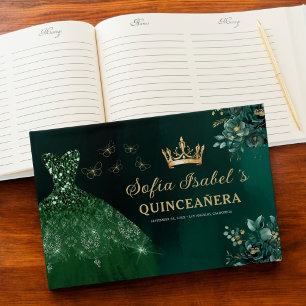Livro De Visitas Floral Emerald Green Dress Birthday Quinceanera