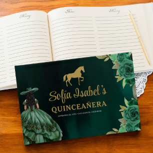 Livro De Visitas Floral Emerald Green Dress Birthday Quinceanera