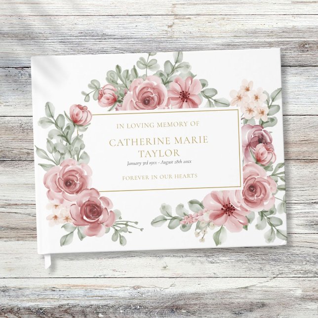 Livro De Visitas Floral No Amor Memorial Funeral (Floral In Loving Memory Memorial Funeral Guest Book)