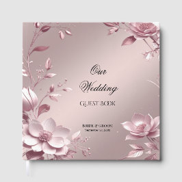 Livro de Visitas Floral Rosa Delicado em Moldura