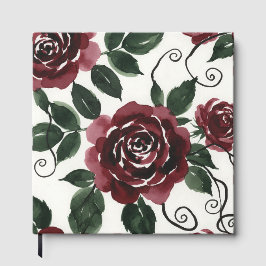 Livro de Visitas Floral Rosas Vermelhas Escuras