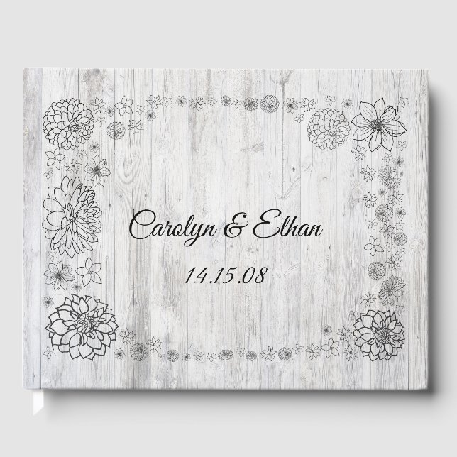 Livro de Visitas Floral Rústico Personalizado (Frente)