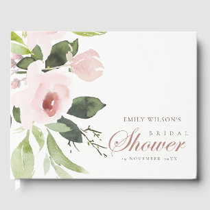 LIVRO DE VISITAS FLORAL SUTIL ROSA BLUSH MACIO CHUVA DE ROSAS NUPCI