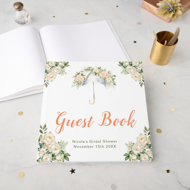 Livro De Visitas Floral Umbrella Bridal Shower Guest Book (Frente aberta)