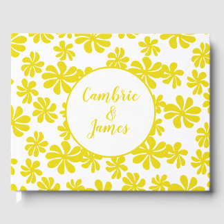 Livro De Visitas Flores amarelas loopy com cor de fundo personaliza