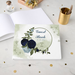 Livro De Visitas flores azuis poeirentas e marinhos verdes