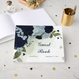Livro De Visitas flores azuis poeirentas e marinhos verdes