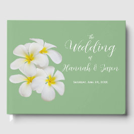 Livro De Visitas Flores Brancas Frangipani, em Sage, Casamento