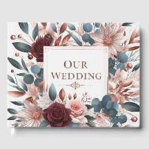 Flores cor-de-rosa e azuis com Rosas Borgonhetas