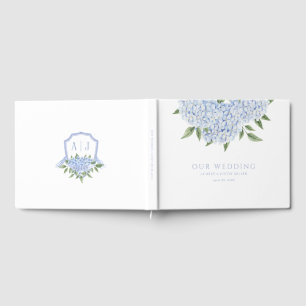Livro De Visitas Flores & Crest, Hydrangea Azul, Casamento