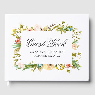 Livro De Visitas Flores da aguarela. Casamento do pêssego. Botâni