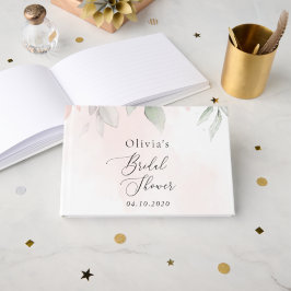 Livro De Visitas Flores de Blush, Flores Rosa, Boho, Chá de panela