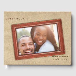 Livro De Visitas Flores de couro em Cream Suede