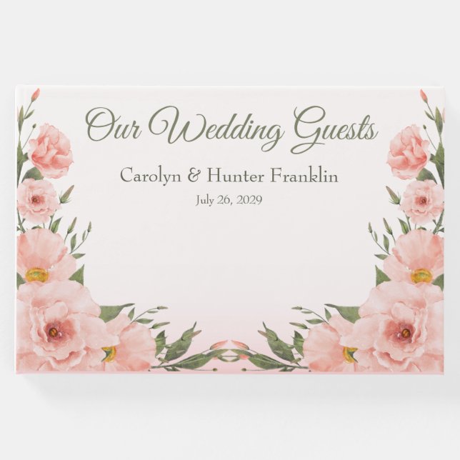 Livro De Visitas Flores de Pêssego Elegante (Frente)