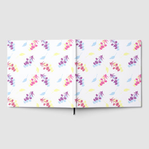 Livro De Visitas Flores de Vintage Amarelo-Roxo