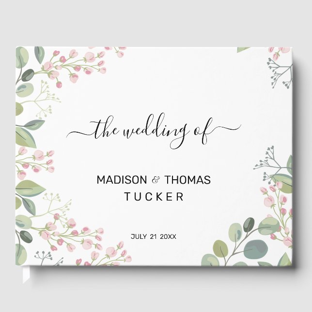 Livro De Visitas Flores Delicadas E Folhas De Eucalipto (Frente)