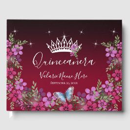 Livro De Visitas Flores e Borboleta Princesa Quinceanera