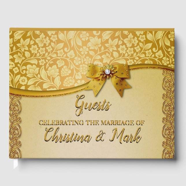 Livro De Visitas Flores e Folhas Abstratas Elegantes e Retrô (Frente)