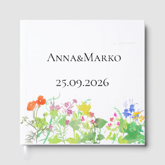 Livro De Visitas Flores em aquarela
