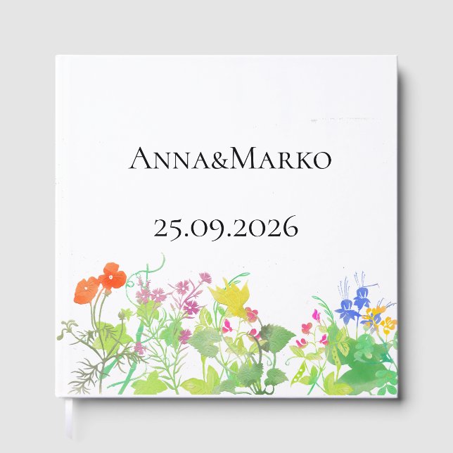 Livro De Visitas Flores em aquarela (Frente)