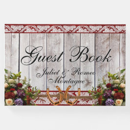 Livro De Visitas Flores, rendas e ferraduras, Friso Vermelho