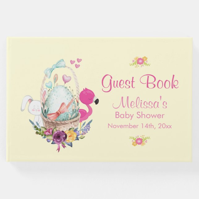 Livro De Visitas Flores Rosa, Ovos, Flamingo E Coalhada (Frente)