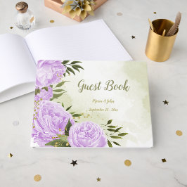 Livro De Visitas Flores roxas bonito folhas verdes botânicas