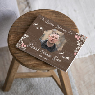 Livro De Visitas Flores Rústicas Pássaros Personalizado Foto e Memo