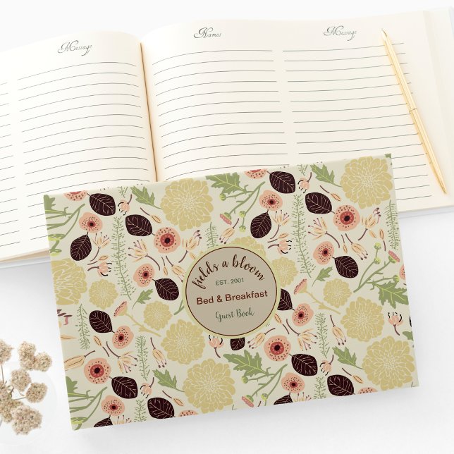 Livro De Visitas Flores Saem Férias Alugueiras e Café da Manhã (Flowers Leaves Vacation Rental Bed & Breakfast Guest Book from Jenn Steffen for Studio Posies.)