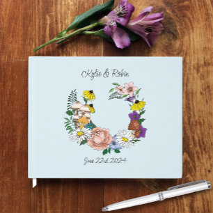 Livro De Visitas Flores Selvagens Cogumelos Azuis Florais