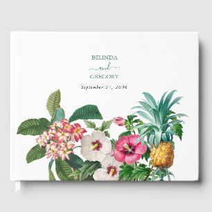 Livro De Visitas Flores Tropicais De Cores Aquáticas E Casamento Ve