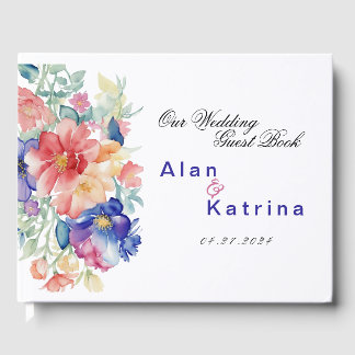 Livro de Visitas Flores Vibrantes Boho