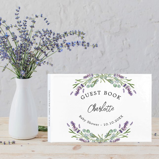 Livro De Visitas Flores violeta de lavanda chá de fraldas eucalipto (Criador carregado)