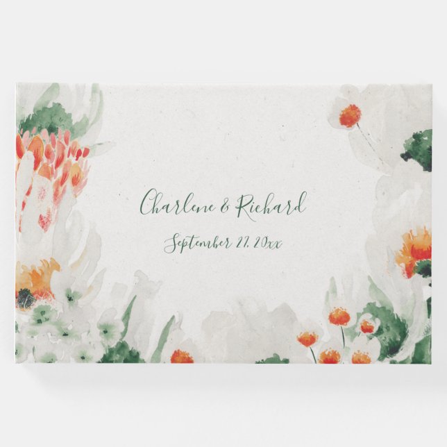 Livro De Visitas Floresta Verde - Laranja Branco Russo (Frente)