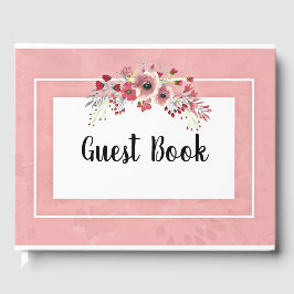 Livro De Visitas Flower Bough Frame Vintage Pink Guest Book