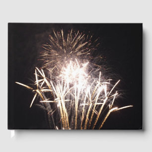Livro De Visitas Fogos de artifício brancos e Dourados I Celebraç
