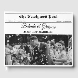 Livro De Visitas Folha de Notícias de Casamento, Frio de Foto Preto
