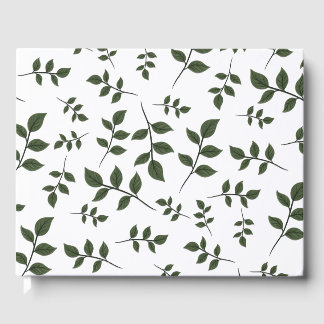 Livro De Visitas Folhagem com Folhas Verdes em Branco