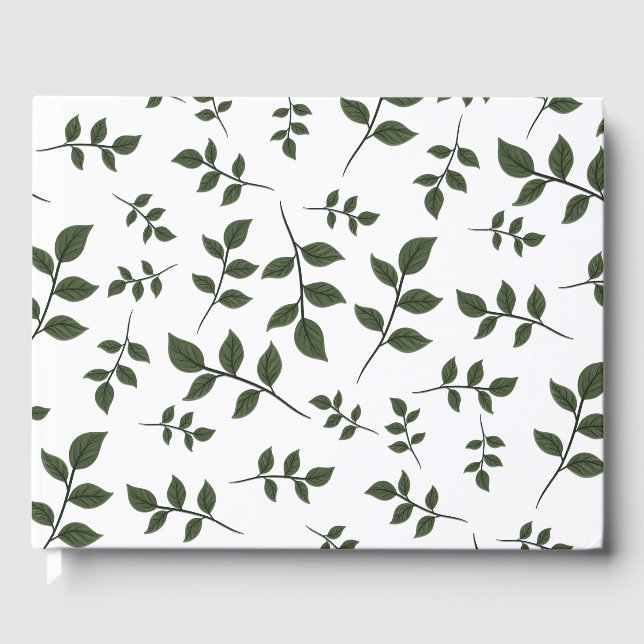 Livro De Visitas Folhagem com Folhas Verdes em Branco (Frente)