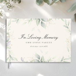 Livro De Visitas Folhagem "Em Memória Amorosa" Bege Funeral