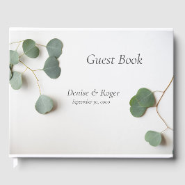 Livro De Visitas Folhas de Eucalipto com espaço de texto