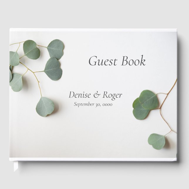 Livro De Visitas Folhas de Eucalipto com espaço de texto (Frente)