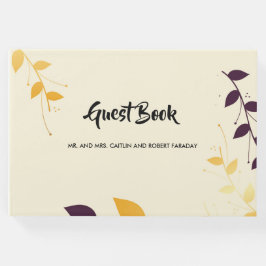 Livro De Visitas Folhas de Ouro Roxo Elegante