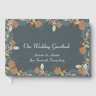 Livro De Visitas Folk Art Frame in Blue Brown Tan