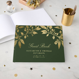 Livro De Visitas Forest Foliage Botanical Elegant Script Wedding