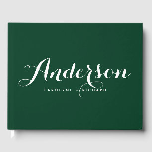 Livro De Visitas Forest Green e casamento moderno branco da